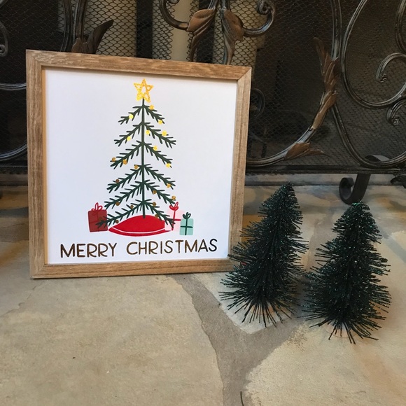 Other - Christmas picture and Bottle Brush Tree Decor Set